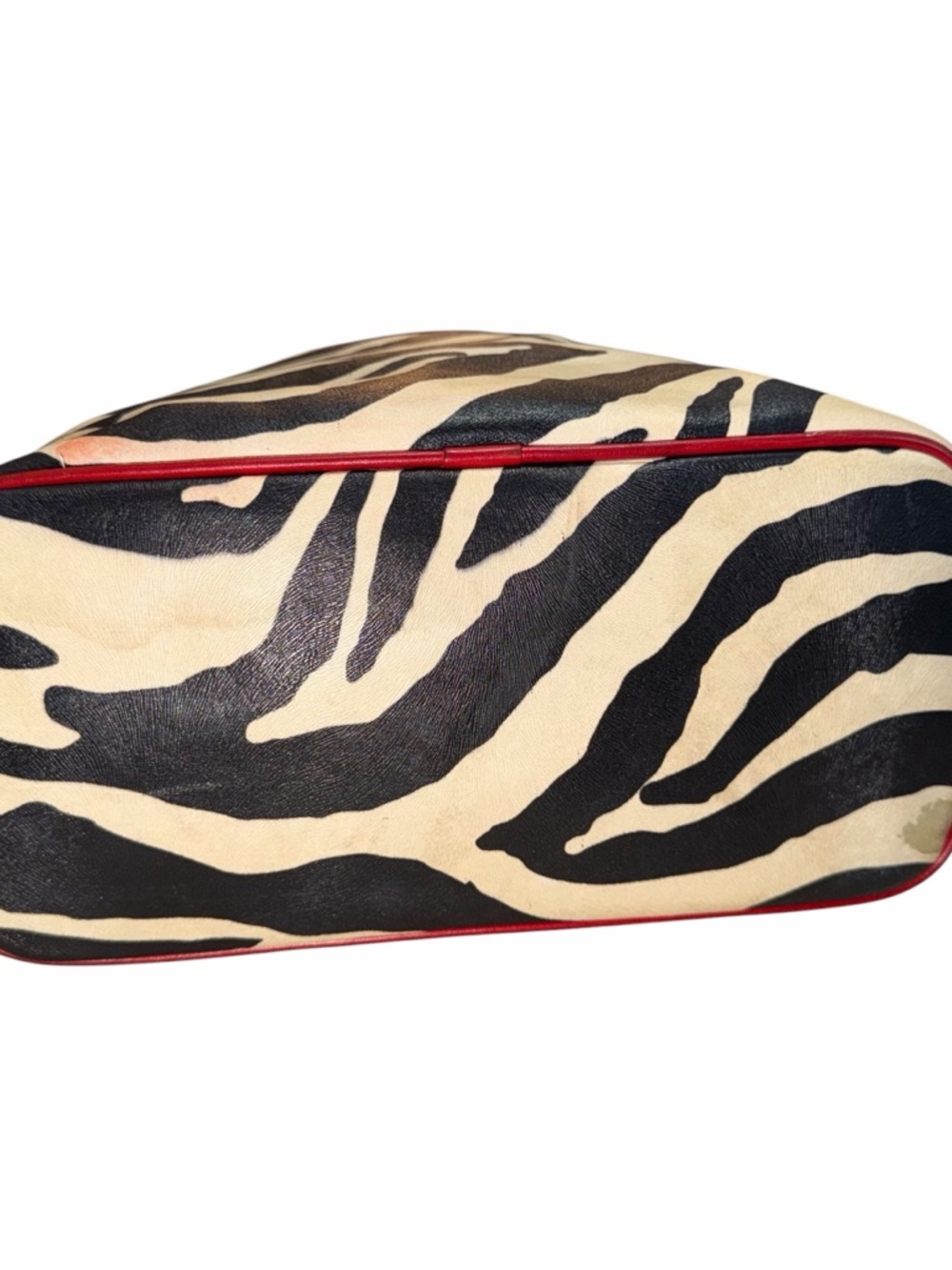 REHAB Dooney & Bourke Red Trim Zebra-Print Drawstring Bucket Bag - Picture 9 of 14